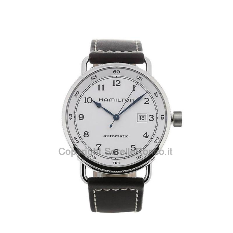 Khaki Navy Pioneer 43mm Argento Cinturino Pelle