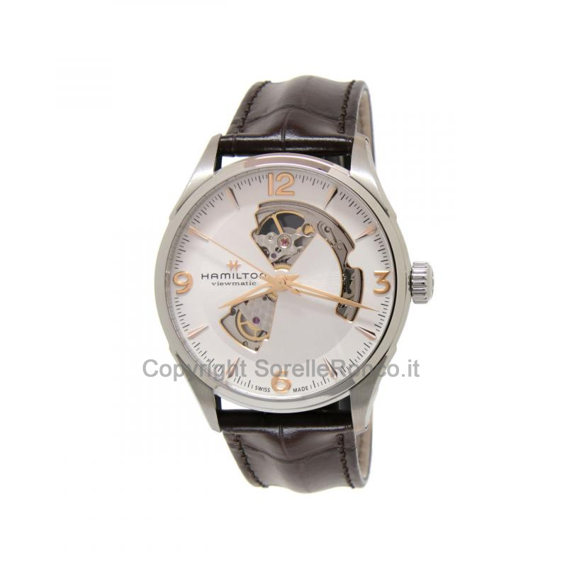 Jazzmaster Open Heart 42mm Argento Cinturino Pelle