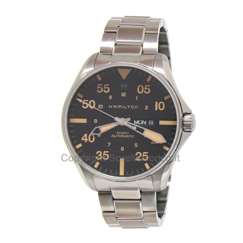 HAMILTON KHAKI AVIATION PILOT DAY DATE NERO 46MM