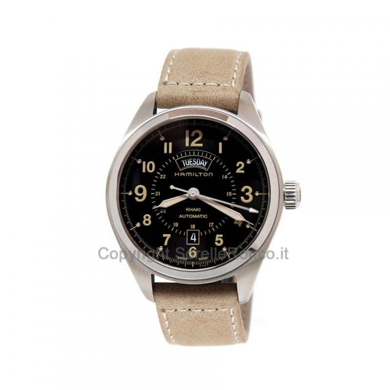 HAMILTON KHAKI FIELD AUTOMATICO NERO 42MM PELLE