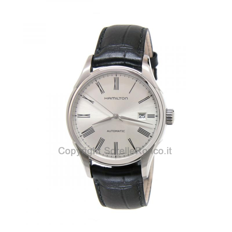 HAMILTON VALIANT SILVER 40MM PELLE NERA AUTOMATICO