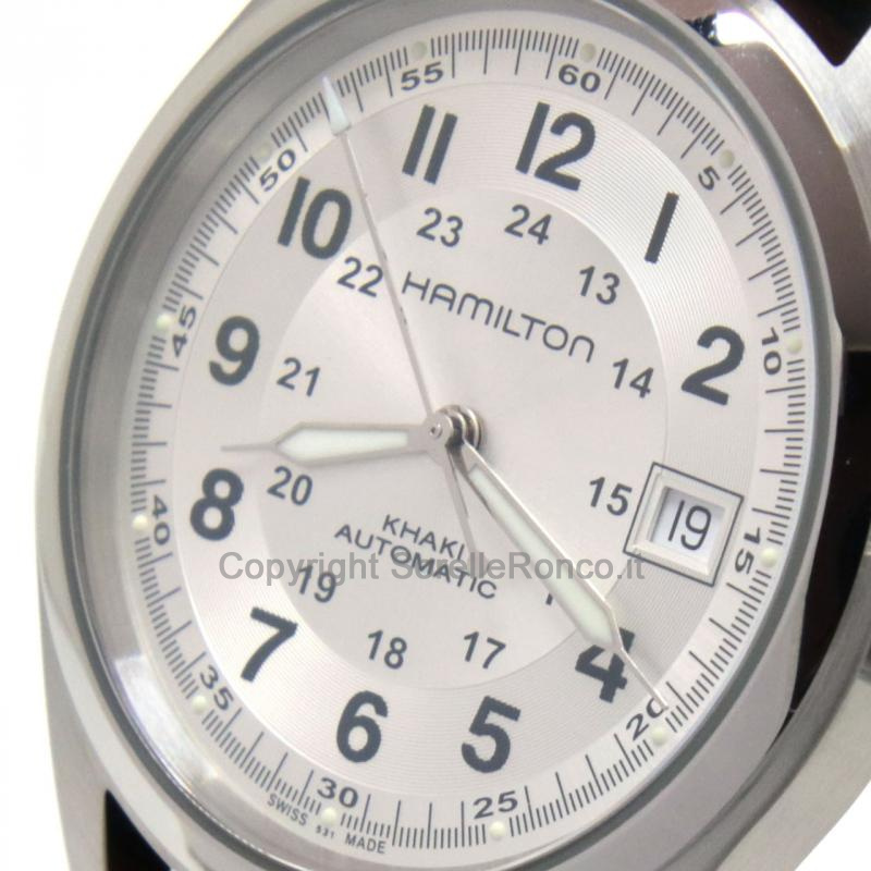 HAMILTON KHAKI FIELD AUTOMATICO 38MM SILVER PELLE