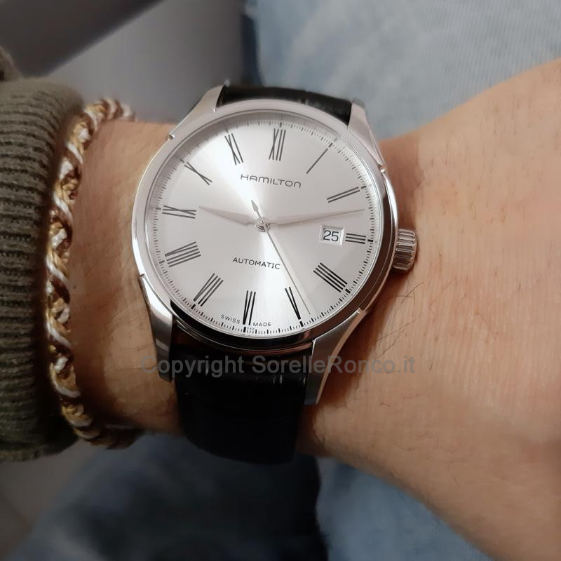 HAMILTON VALIANT SILVER 40MM PELLE NERA AUTOMATICO