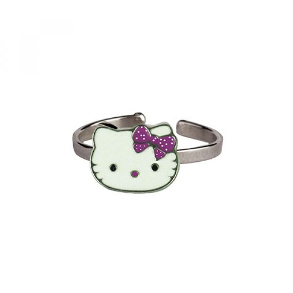 ANH4 - Hello Kitty Anello Argento Fiocco viola 1cm