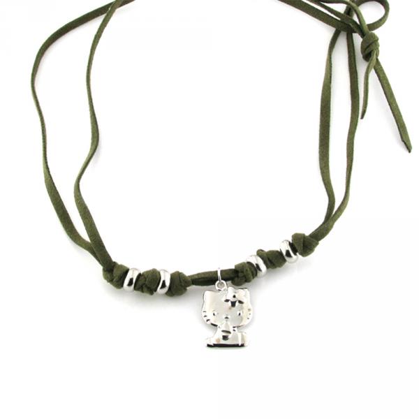 YCL1-GREEN-SAGE - Hello Kitty Collana Argento Corda Verde