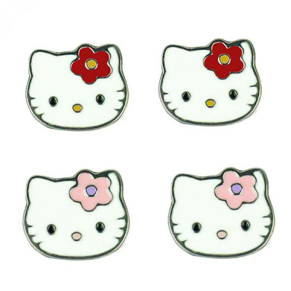 OAC10 - Hello Kitty Orecchini Argento ROSSO