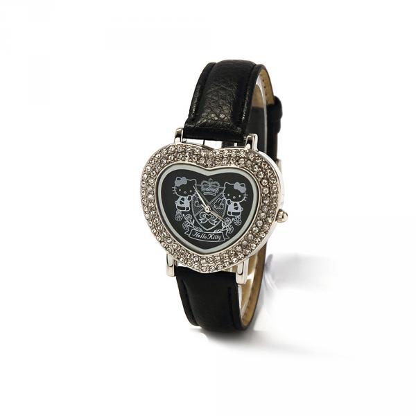 ZR24278 - Hello Kitty Orologio Cuore Cristalli Nero