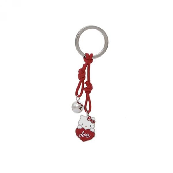 H5 - Hello Kitty Portachiavi Argento 925 Corda Rossa