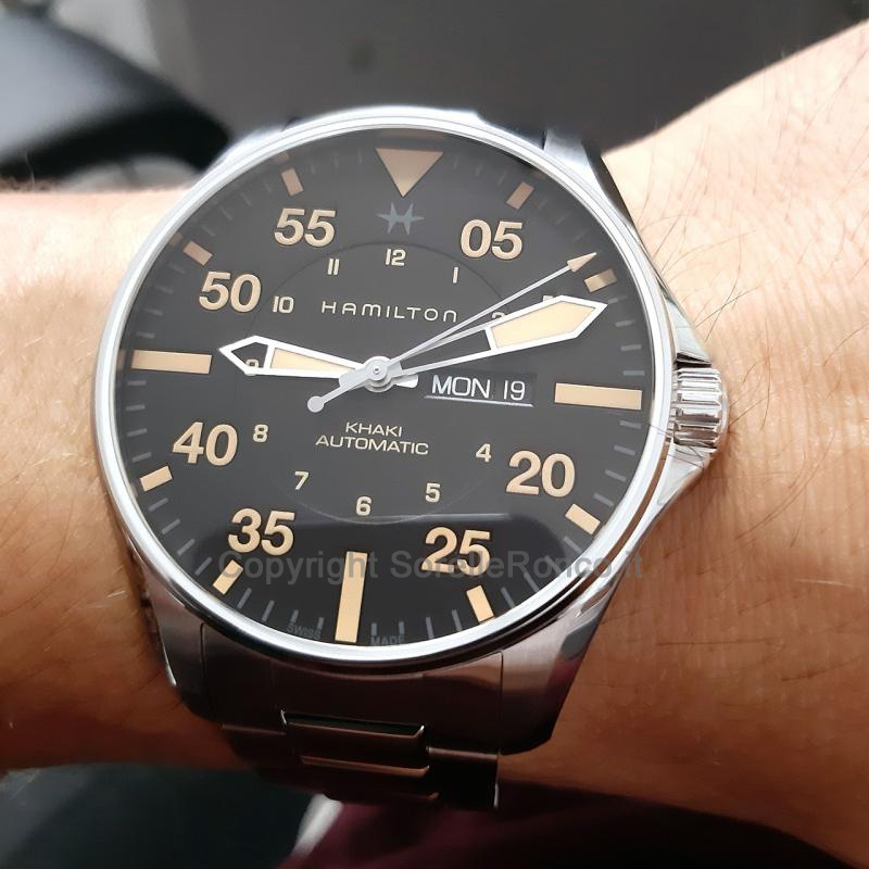 HAMILTON KHAKI AVIATION PILOT DAY DATE NERO 46MM