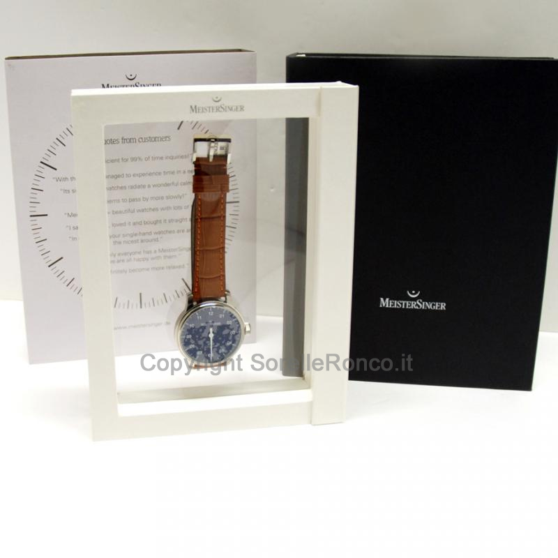 MEISTERSINGER CLASSIC N.3 43MM BLU PELLE COGNAC