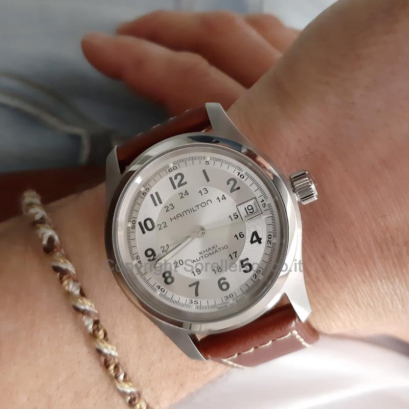 HAMILTON KHAKI FIELD AUTOMATICO 38MM SILVER PELLE