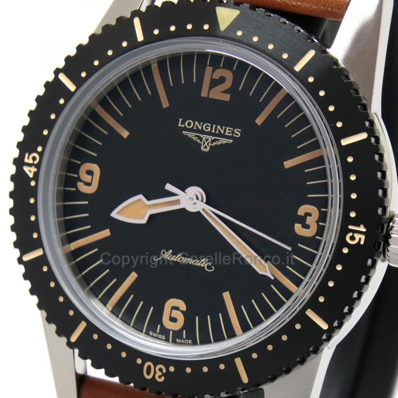 LONGINES HERITAGE SKIN DIVER NERO 42MM PELLE