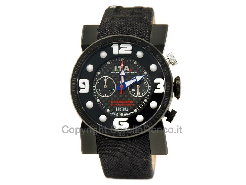 I.T.A. B.COMPAX 42MM NERO CHRONO QUARZOTESSUTO