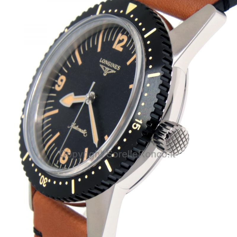 LONGINES HERITAGE SKIN DIVER NERO 42MM PELLE