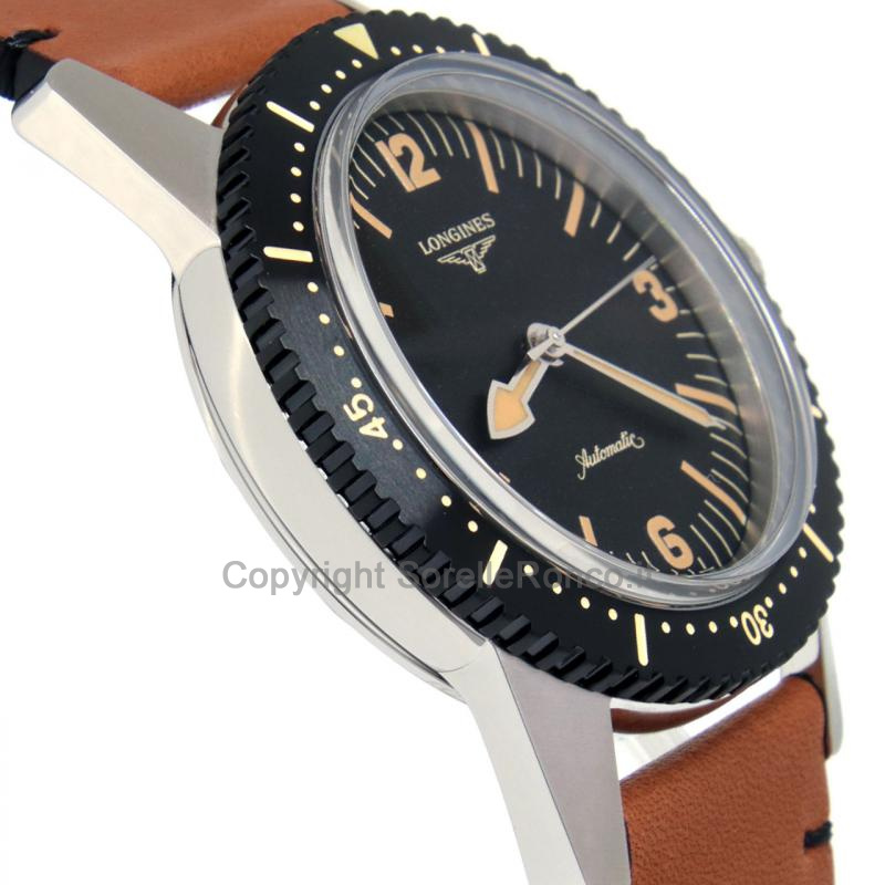 LONGINES HERITAGE SKIN DIVER NERO 42MM PELLE