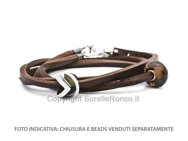 BRACCIALE IN CUOIO TROLLBEADS MARRONE