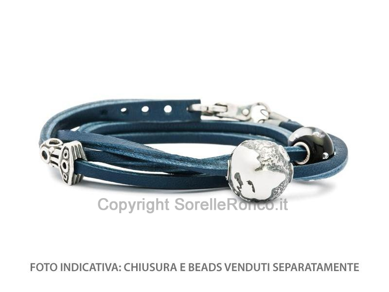 TROLLBEADS BRACCIALE IN CUOIO BLU
