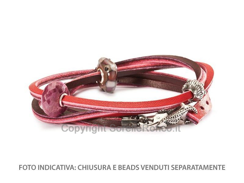 BRACCIALETTO TROLLBEADS IN PELLE ROSSA