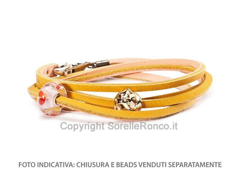 TROLLBEADS BRACCIALE PELLE GIALLO ROSA