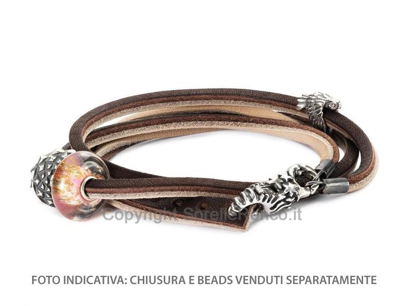 BRACCIALE TROLLBEADS MARRONE E GRIGIO