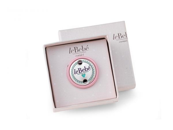 LB202-03R - Pinza ciuccio Le Bebè Argento Bimba Rosa