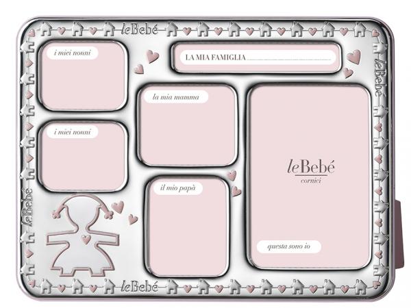 LB205-32R - Cornice Le Bebè Argento Famiglia Bimba