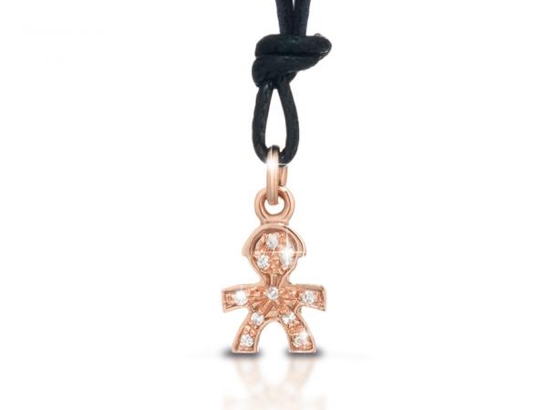 LBB034 - Ciondolo Maschietto Oro Rosa Diamanti