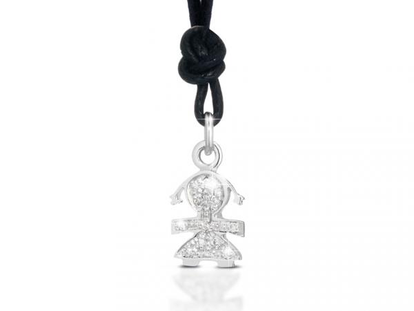 LBB035 - Ciondolo Femminuccia Oro Bianco Diamanti