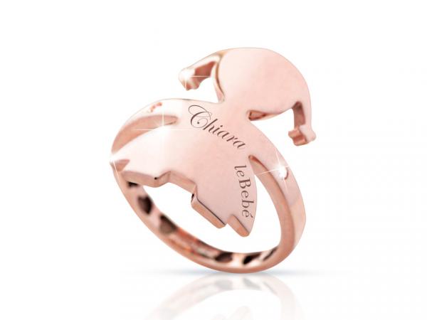 LBB124-N - Anello Abbracci Le Bebe Bimba Oro Rosa