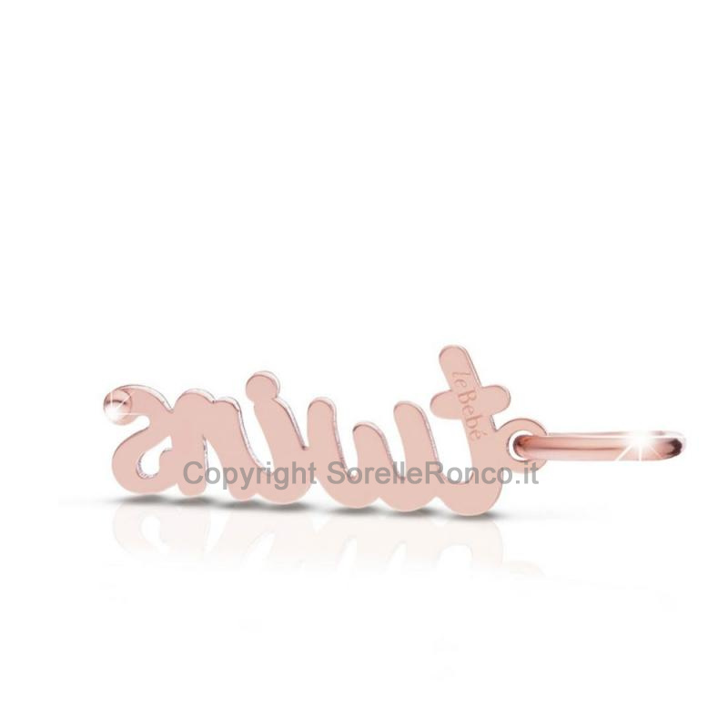CHARMS LE BEBE SCRITTA TWINS ARGENTO E ORO ROSA