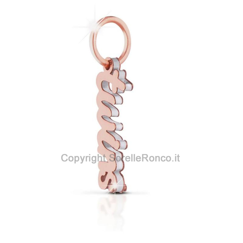 CHARMS LE BEBE SCRITTA TWINS ARGENTO E ORO ROSA