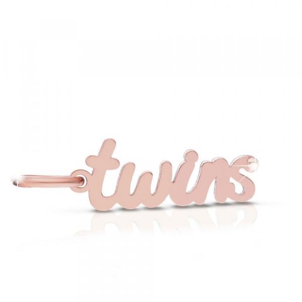 LBB174 - Charms Le Bebe Scritta Twins Argento e Oro Rosa