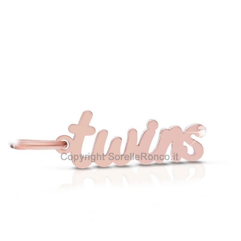 CHARMS LE BEBE SCRITTA TWINS ARGENTO E ORO ROSA