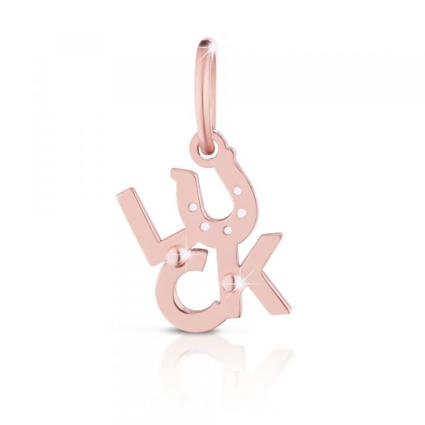 LBB175 - Charms Le Bebe Scritta Luck Argento e Oro Rosa