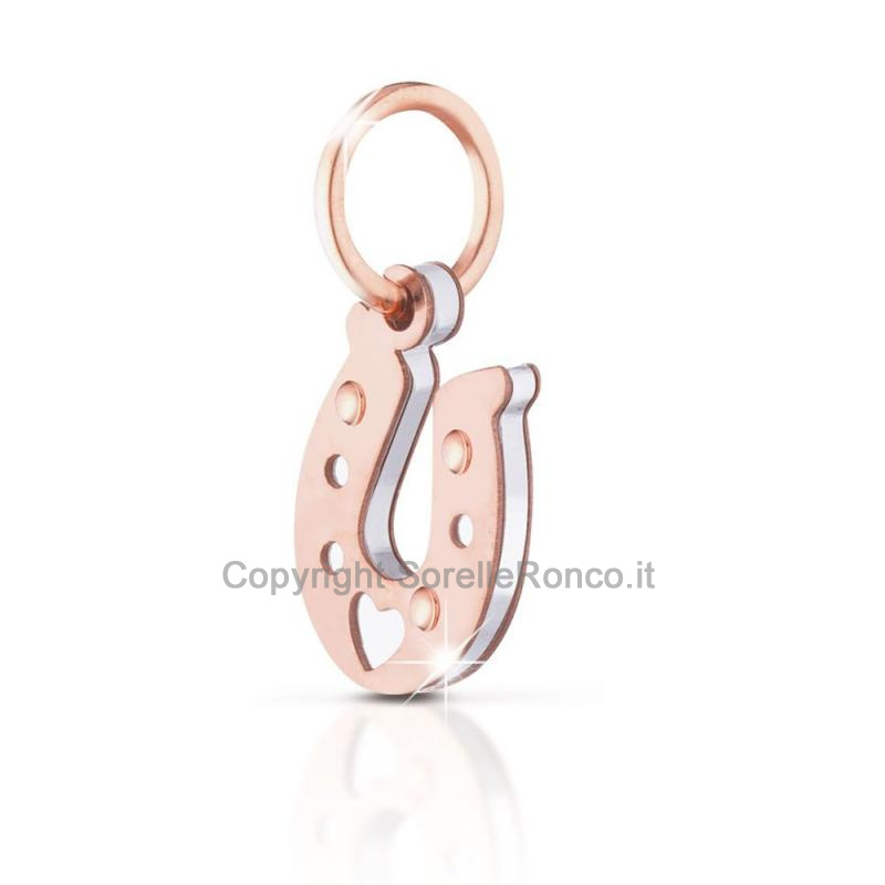 CHARMS LE BEBE FERRO DI CAVALLO ARGENTO E ORO ROSA