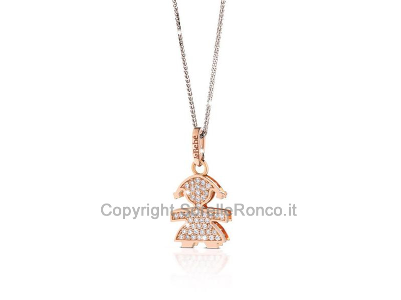 COLLANA LEBEBÈ I PAVÈ MICRO-SETTING BIMBA ORO ROSA