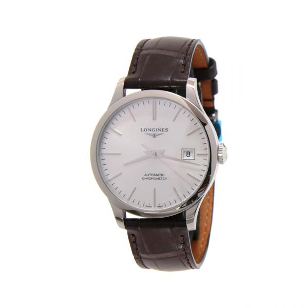 L28204722 - Longines Record Argento 38.5mm Cinturino Pelle