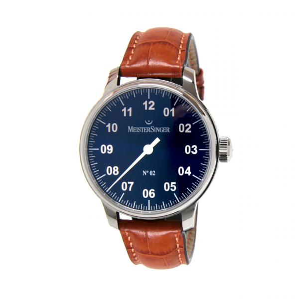 AM6608N - Meistersinger Classic N.2 43mm Blu Cinturino Pelle