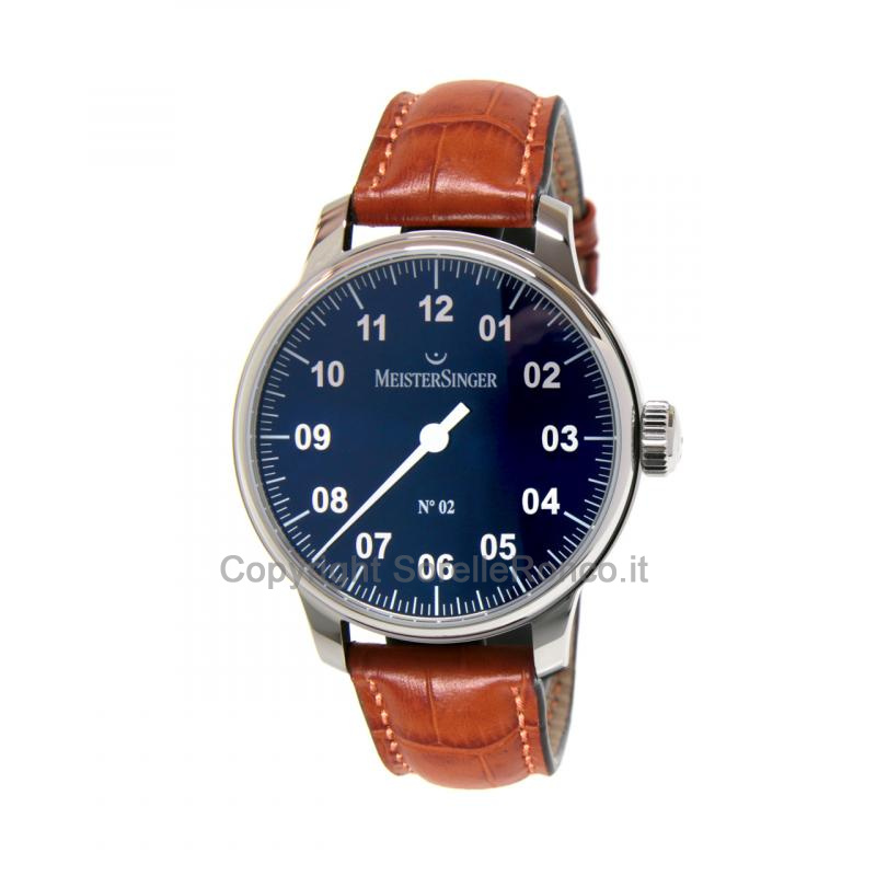 MEISTERSINGER CLASSIC N.2 43MM BLU CINTURINO PELLE