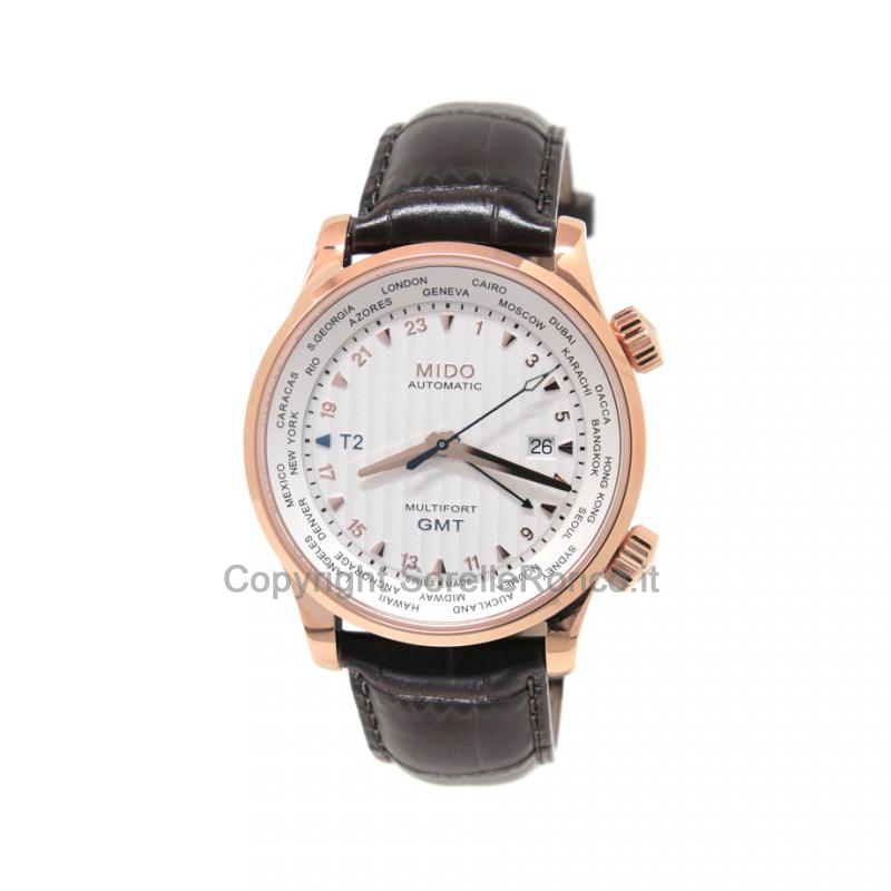 MIDO MULTIFORT GMT 42MM SILVER ORO ROSA