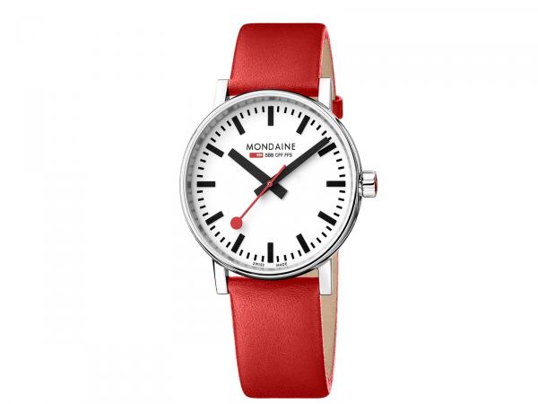 MSE-40110-LC - Mondaine Evo2 SBB 40mm Cinturino Pelle Rossa