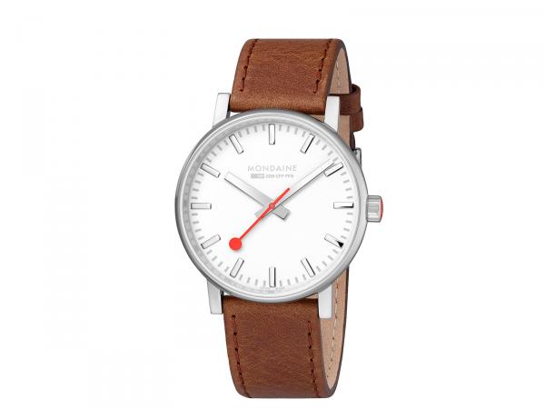 MSE-40110-LG - Mondaine Evo2 SBB 40mm Argento e Marrone