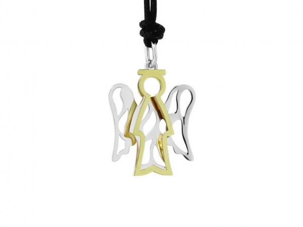 NKT168 - Pendente Oro Bianco e Giallo Angeli 