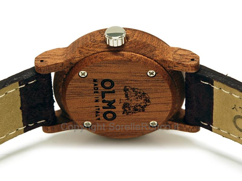 OROLOGIO OLMO LEGNO MOGANO MANUALE 38MM