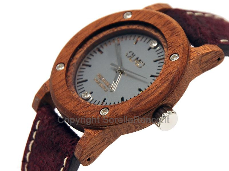 OROLOGIO OLMO LEGNO MOGANO MANUALE 38MM