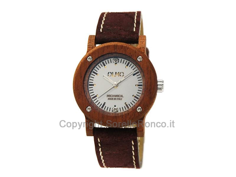 OROLOGIO OLMO LEGNO MOGANO MANUALE 38MM