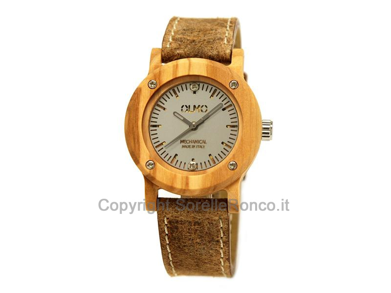 OROLOGIO OLMO LEGNO OLIVO MANUALE 38MM