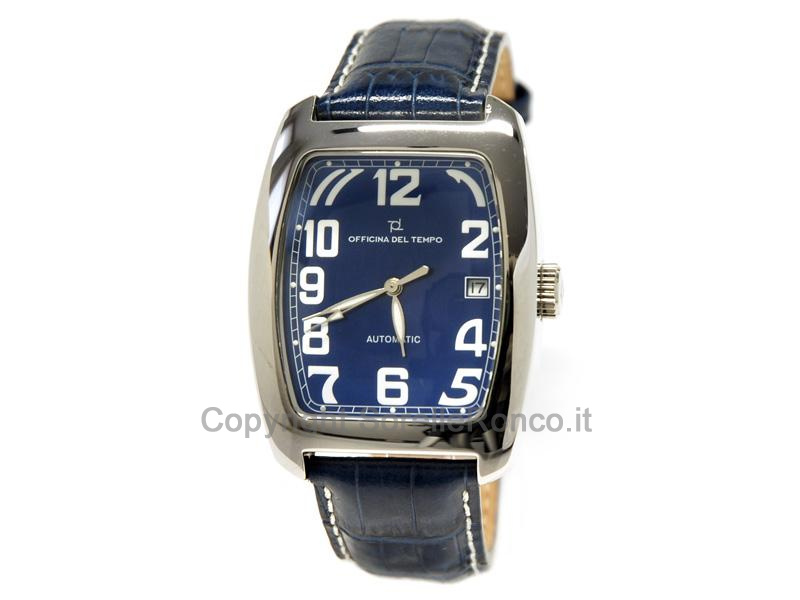 OFFICINA DEL TEMPO 37X40MM BLU PELLE AUTOMATICO