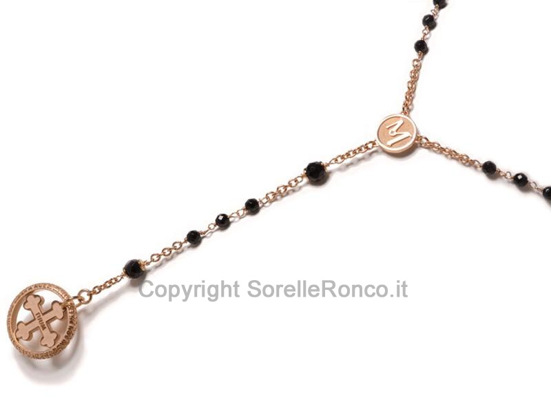 COLLANA ROSARIO ARGENTO ROSA ONICE