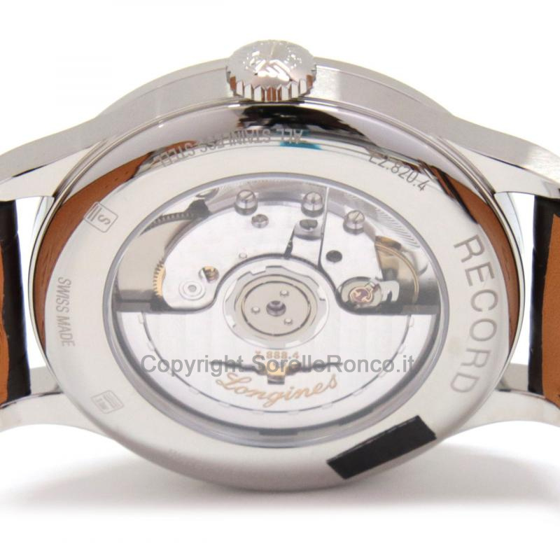 LONGINES RECORD ARGENTO 38.5MM CINTURINO PELLE